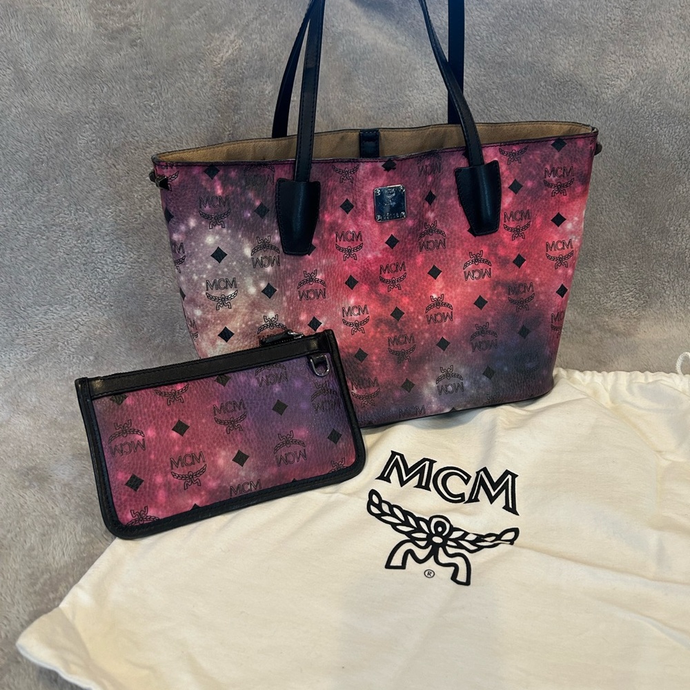 MCM Galaxy Visetos Medium Tote Monogram Canvas and Leather. *RARE*